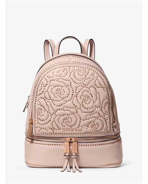 michael kors rucksack rosa nieten|Rhea Medium Rose Studded Leather Backpack.